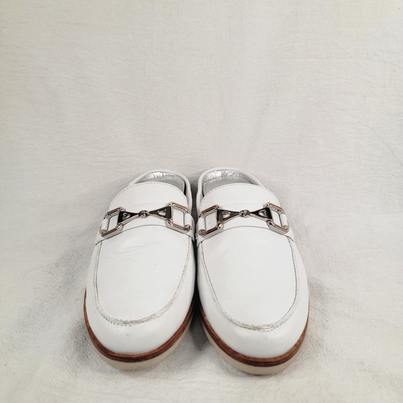 Marc Joseph New York Park Ave Mule White Leather Loafer Slide Silver Bit Size 6 - Picture 8 of 14